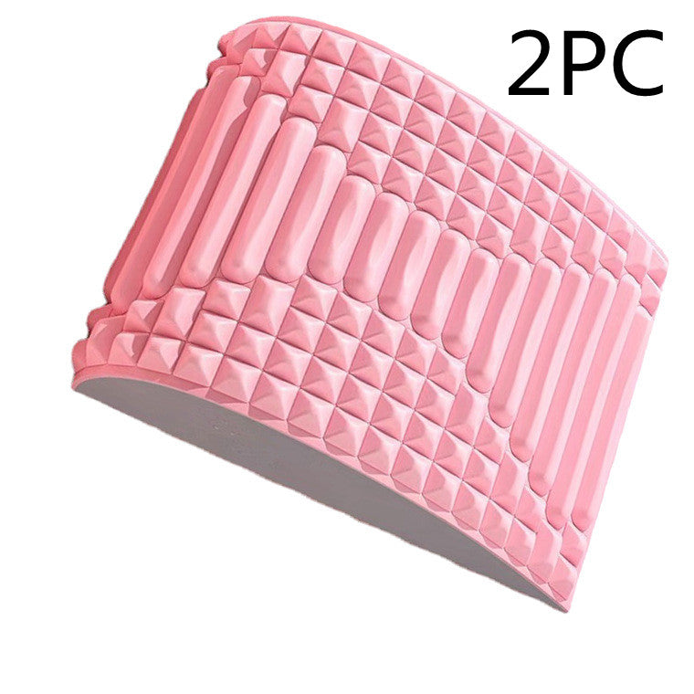 Pink back stretcher pillow with ribbed massage nodules, neck and lumbar support, 2pc set on Tampa Home & Garden Store
