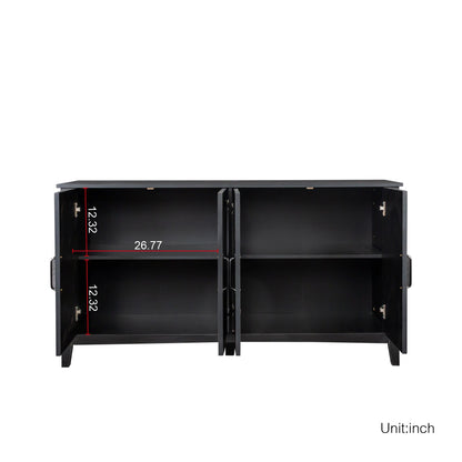 Freestanding black sideboard cabinet with four doors and four open shelves by HouseOfZazla on Tampa Home & Garden Store