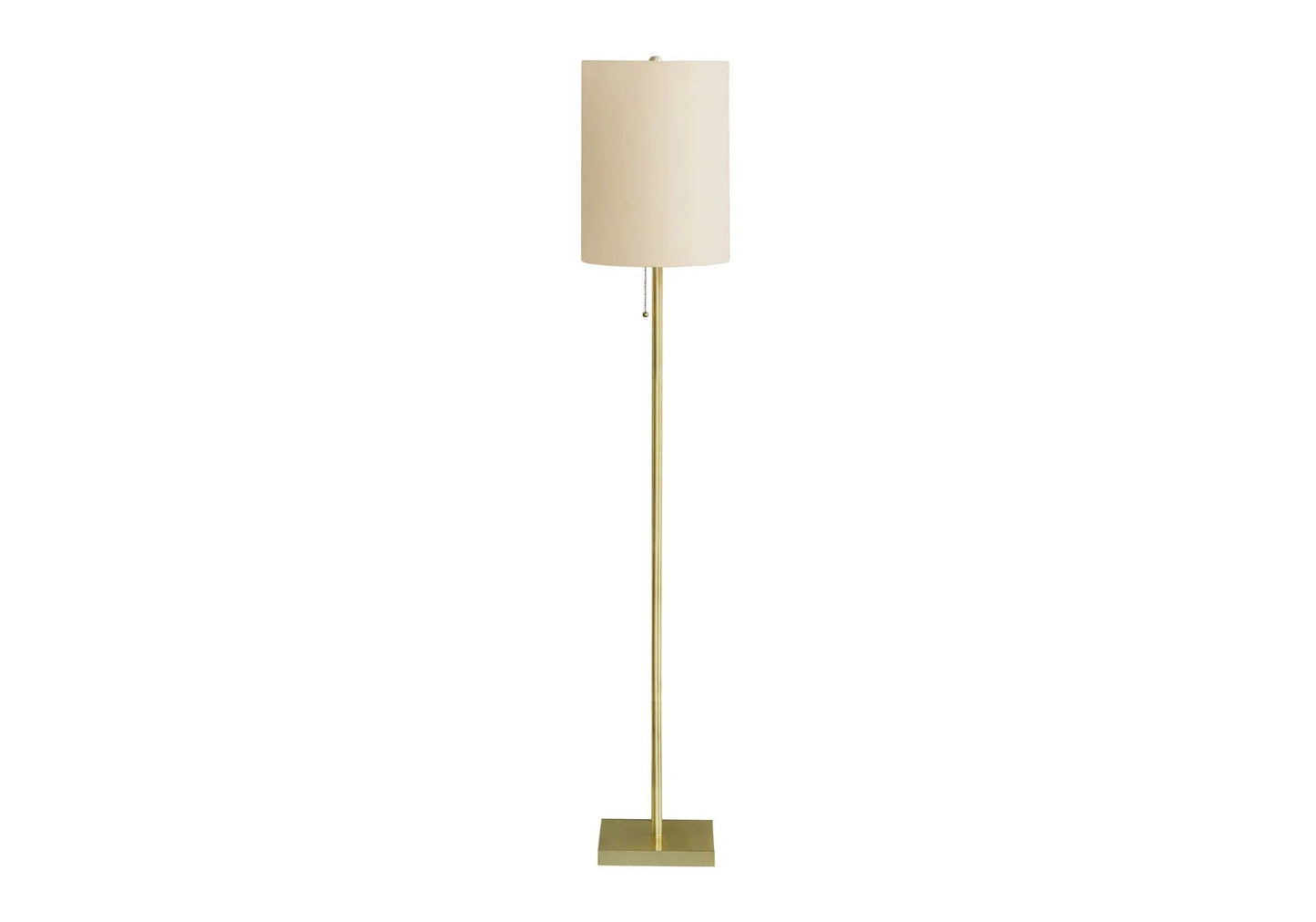 Brass Floor Lamp With Drum Shade and Pull Chain
