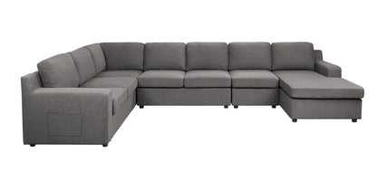 Waylon sectional sofa by Unique Piece Furniture, gray six-piece stationary sectional with chaise on Tampa Home & Garden Store
