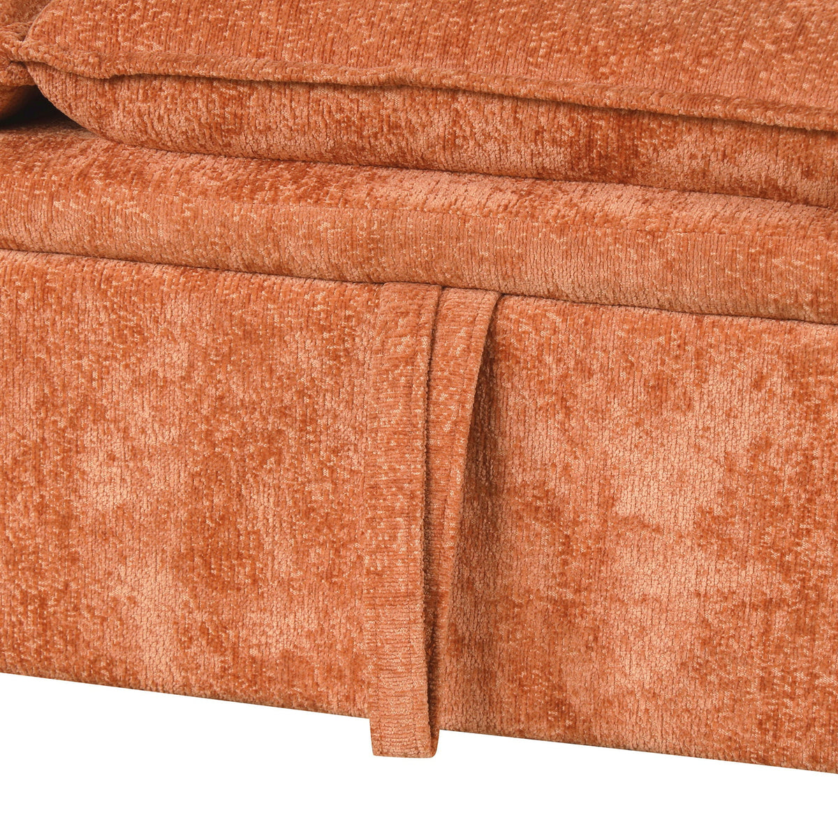 Sofa upholstery close-up in orange textured fabric by HouseOfZazla on Tampa Home & Garden Store