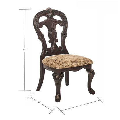 Side Chairs 2 Piece Set Cherry Upholstered Dining