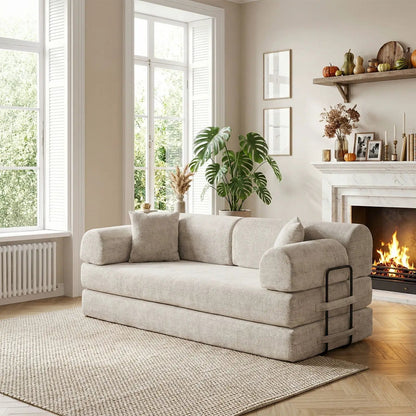 Modern 2-tone beige fabric sleeper sofa bed, futon by Unique Piece Furniture on Tampa Home & Garden Store