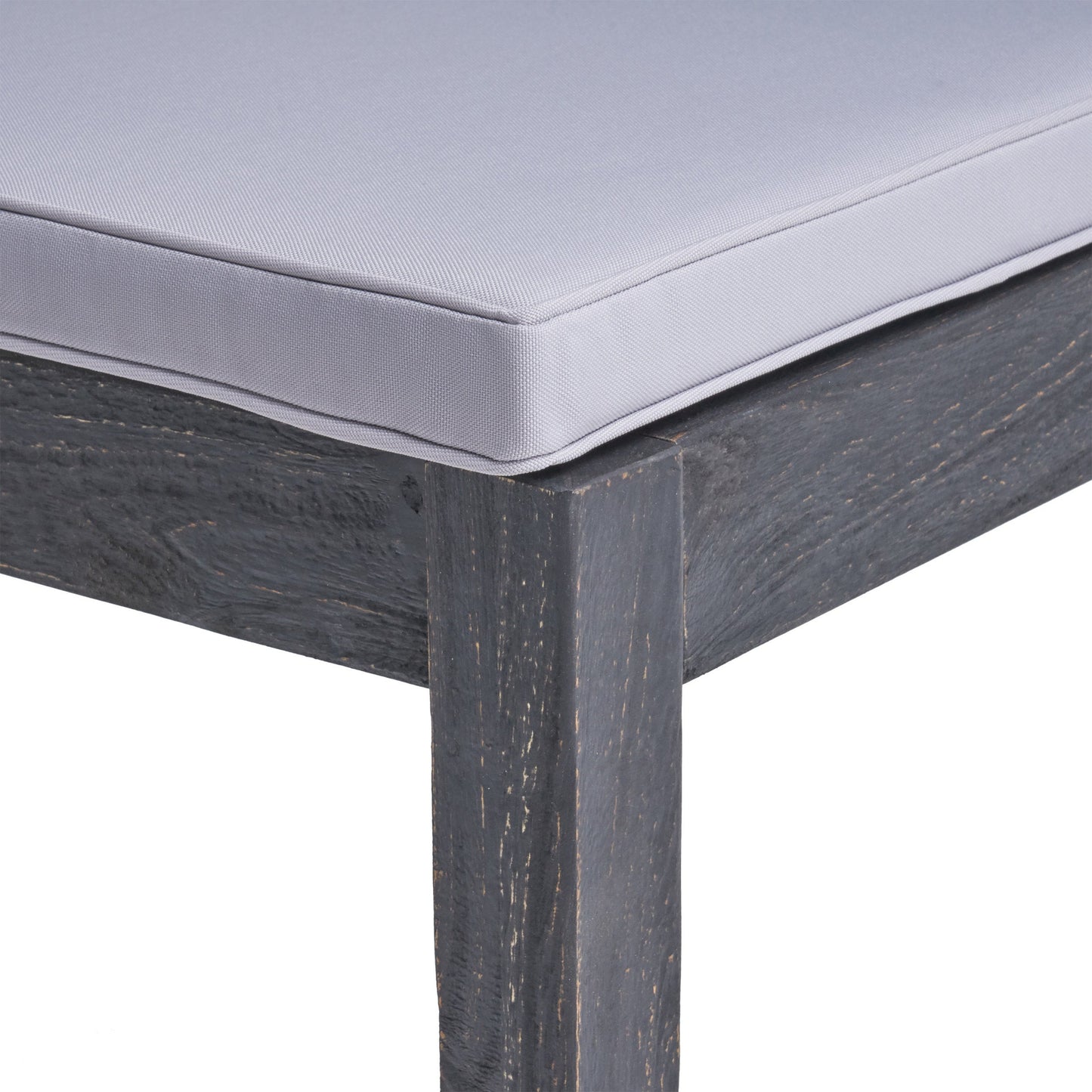 7-Piece Outdoor Dining Set cushion in grey fabric with acacia table by HouseOfZazla on Tampa Home & Garden Store