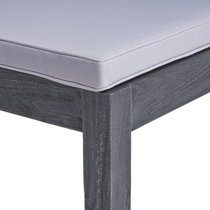 7-Piece Outdoor Dining Set cushion in grey fabric with acacia table by HouseOfZazla on Tampa Home & Garden Store