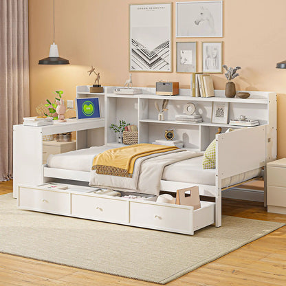 Daybed with 3 drawers and desk, white finish, USB ports, storage bed by Unique Piece Furniture on Tampa Home & Garden Store