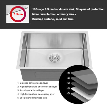 Modern Deep Single Bowl and Stainless Steel Sink