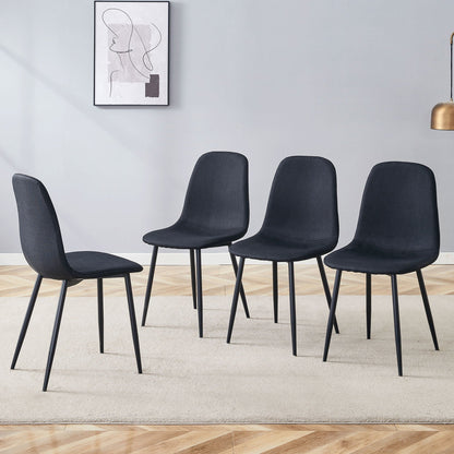 Modern Medieval Style Cushioned Side Chairs set with metal legs in black fabric HouseOfZazla on Tampa Home & Garden Store