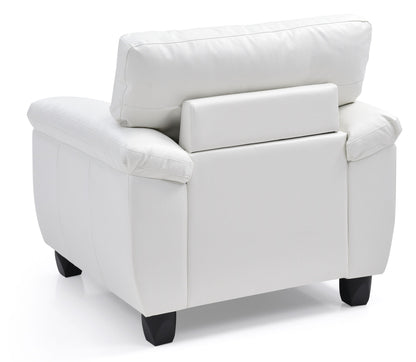 Accent chair white leather with removable back and pocketed coil cushion by HouseOfZazla on Tampa Home & Garden Store
