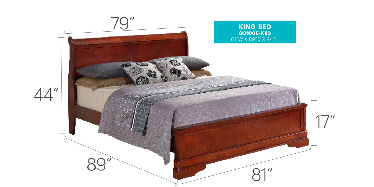 Premium Panel Sleigh Bed with Low Footboard