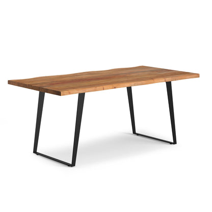 Modern handcrafted live edge acacia dining table with black metal legs on Tampa Home & Garden Store