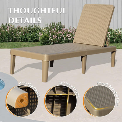 Pool Lounge Chairs Set of 2 tan adjustable-backrest outdoor chaise loungers HouseOfZazla on Tampa Home & Garden Store