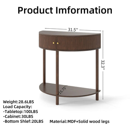 Demi Lune Console Table with 2 Storage Drawers