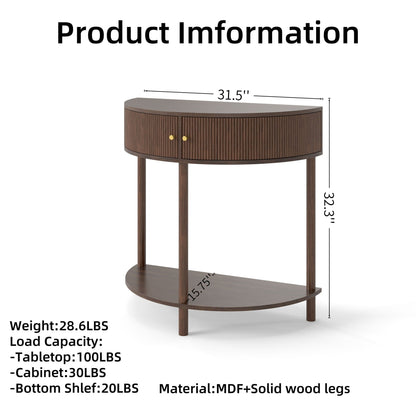 Demi Lune Console Table with 2 storage drawers in dark wood finish HouseOfZazla on Tampa Home & Garden Store