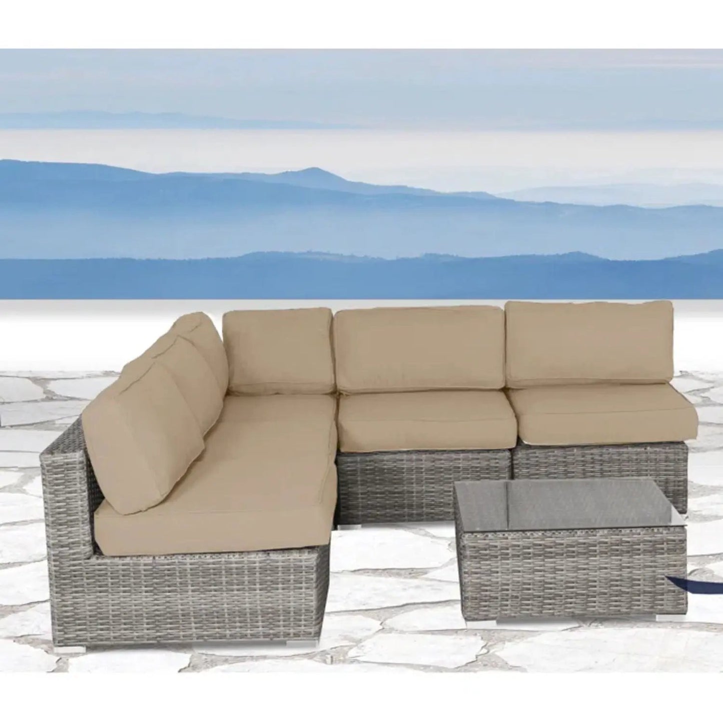 Seating set with cushions in handwoven wicker, 4-piece outdoor set Unique Piece Furniture on Tampa Home & Garden Store