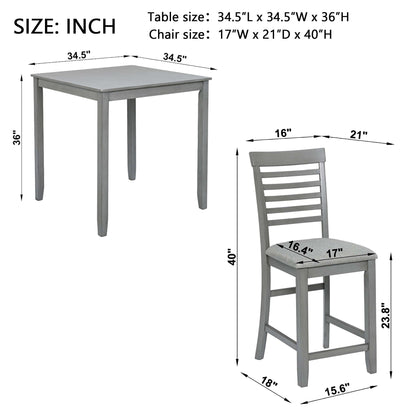 Square Counter Height Dining Table and 4 Chairs