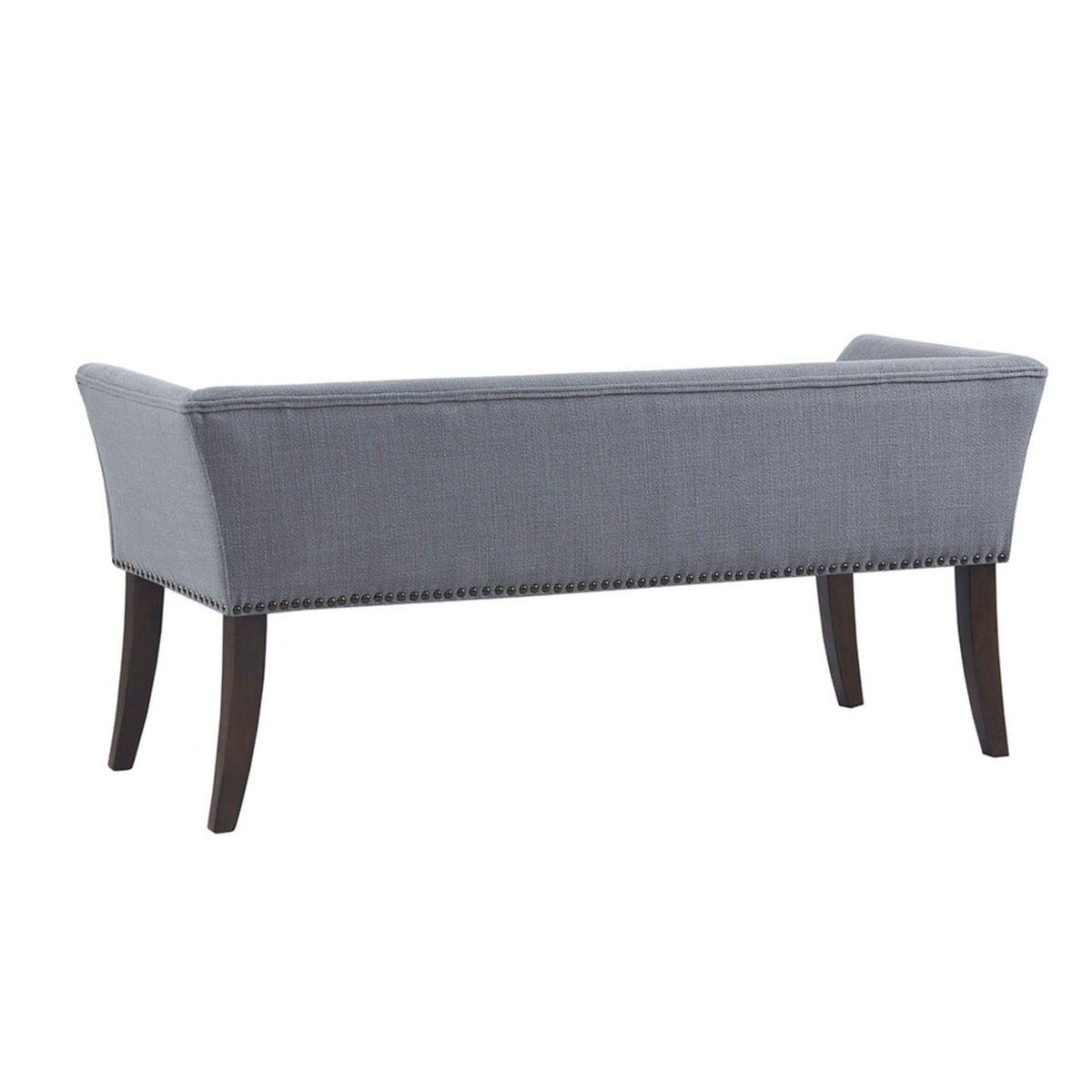 Elegant Design Upholstered Bench in gray fabric with solid wood frame and nailhead trim on Tampa Home & Garden Store