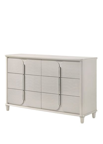 Laveda dresser white finish with textured fronts and metal handles HouseOfZazla on Tampa Home & Garden Store