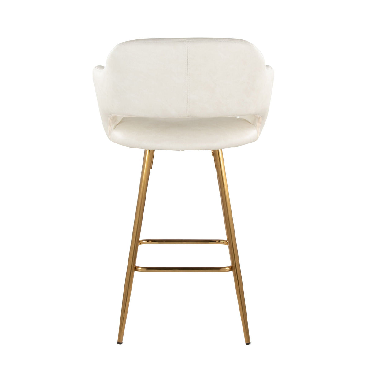 Pair of cream fixed-height counter stools with gold-tone legs and footrests by HouseOfZazla on Tampa Home & Garden Store