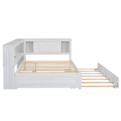 Daybed with storage shelves in white wood; front drawers and slatted bed base visible on Tampa Home & Garden Store