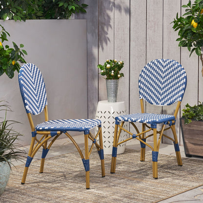 Navy Blue French Armless and Aluminum Chairs