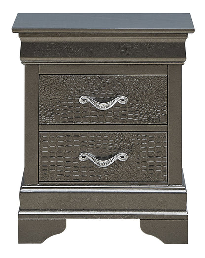 Accent nightstand with textured reptile-skin drawer front and crystal pulls finish HouseOfZazla on Tampa Home & Garden Store