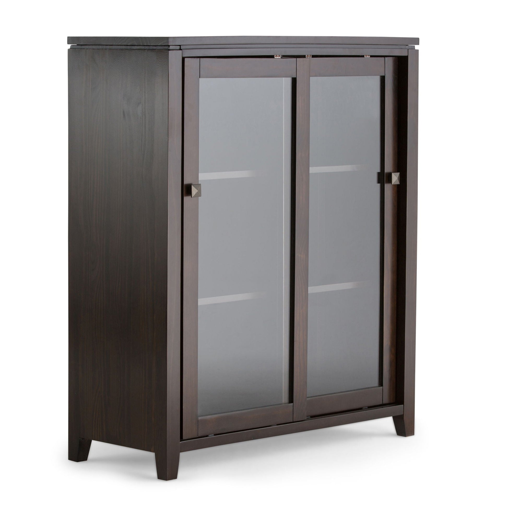 Cosmopolitan Storage Cabinet, dark espresso wood with glass doors by HouseOfZazla on Tampa Home & Garden Store