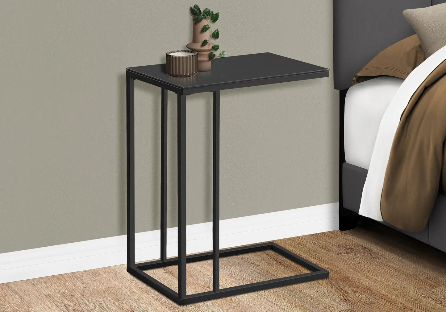 C-shaped accent table in black metal with slim legs by Unique Piece Furniture on Tampa Home & Garden Store
