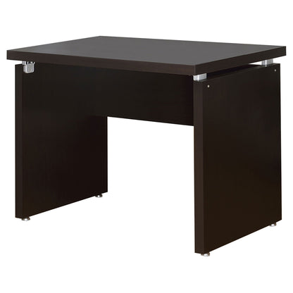 Ulloa L-shaped corner desk cappuccino with slide-out keyboard tray and storage drawers on Tampa Home & Garden Store
