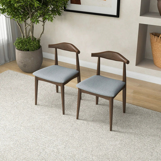 Brooklyn dining chairs set of 2, gray fabric seats with dark wood legs on Tampa Home & Garden Store