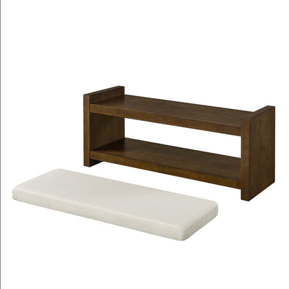 40-inch accent bench with lower shelf shoe rack in dark brown wood by HouseOfZazla on Tampa Home & Garden Store