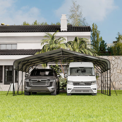 Heavy Duty Carport Shelter in black by HouseOfZazla, all-weather canopy over two vehicles on Tampa Home & Garden Store