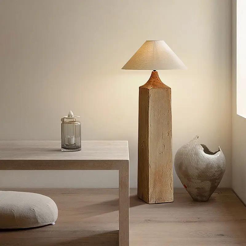 Chinese solid wood table lamp with tall base and beige fabric shade by FLIPSTYLEZLLC on Tampa Home & Garden Store