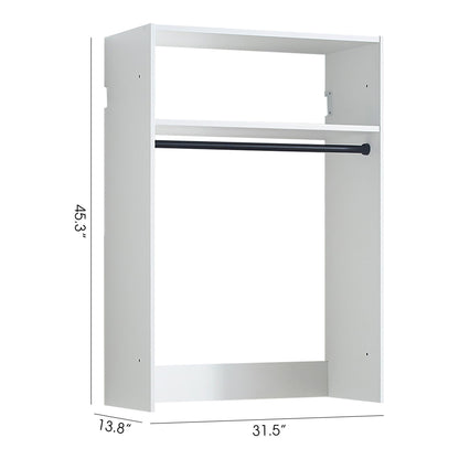 Wall Mounted Wood Closet System White by HouseOfZazla triple Wardrobes with hanging rod on Tampa Home & Garden Store