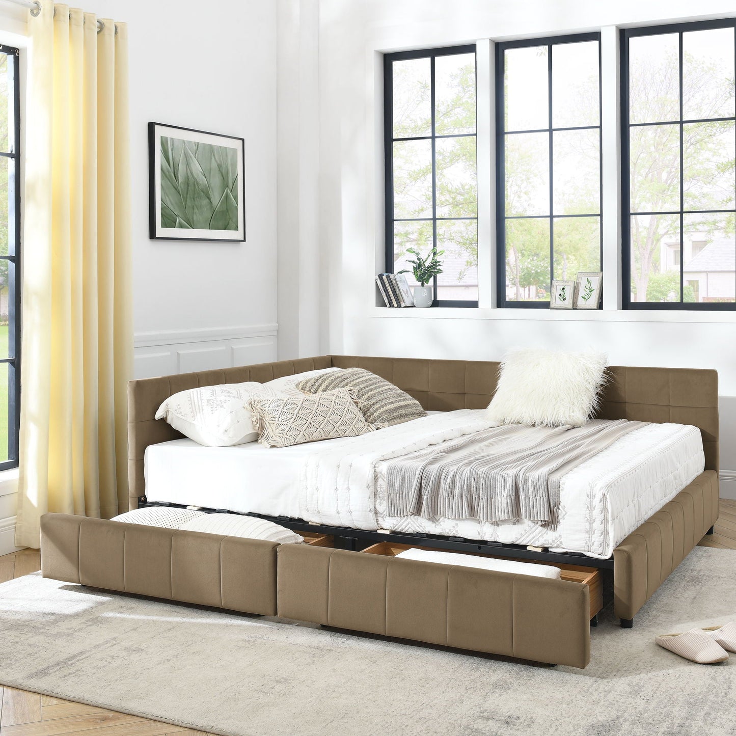 Mid-Century Upholstered Bed Frame and Backrest