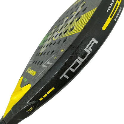 Padel racket carbon fiber EstaliosFit EVA memory foam core, black with yellow accents on Tampa Home & Garden Store