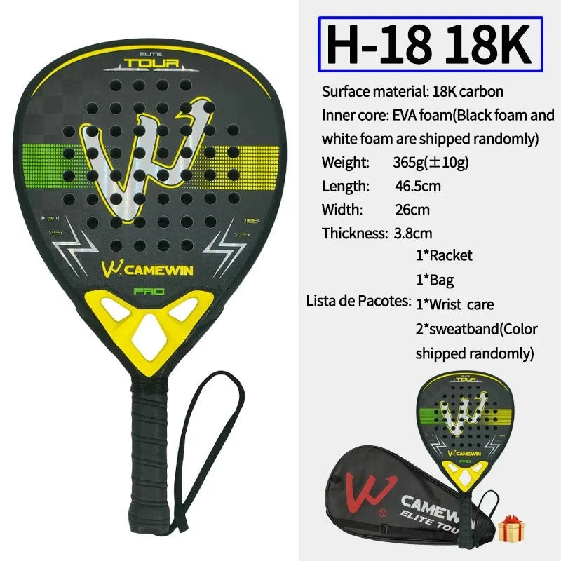 Carbon fiber padel racket with EVA memory foam core in black and yellow by EstaliosFit on Tampa Home & Garden Store