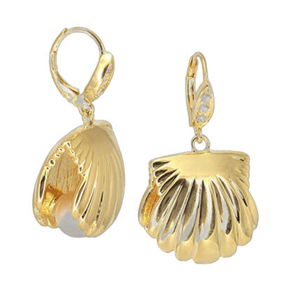 Eau Pearl Oyster 18K Gold Plated shell drop earrings by Lauren G Adams, pair on Tampa Home & Garden Store