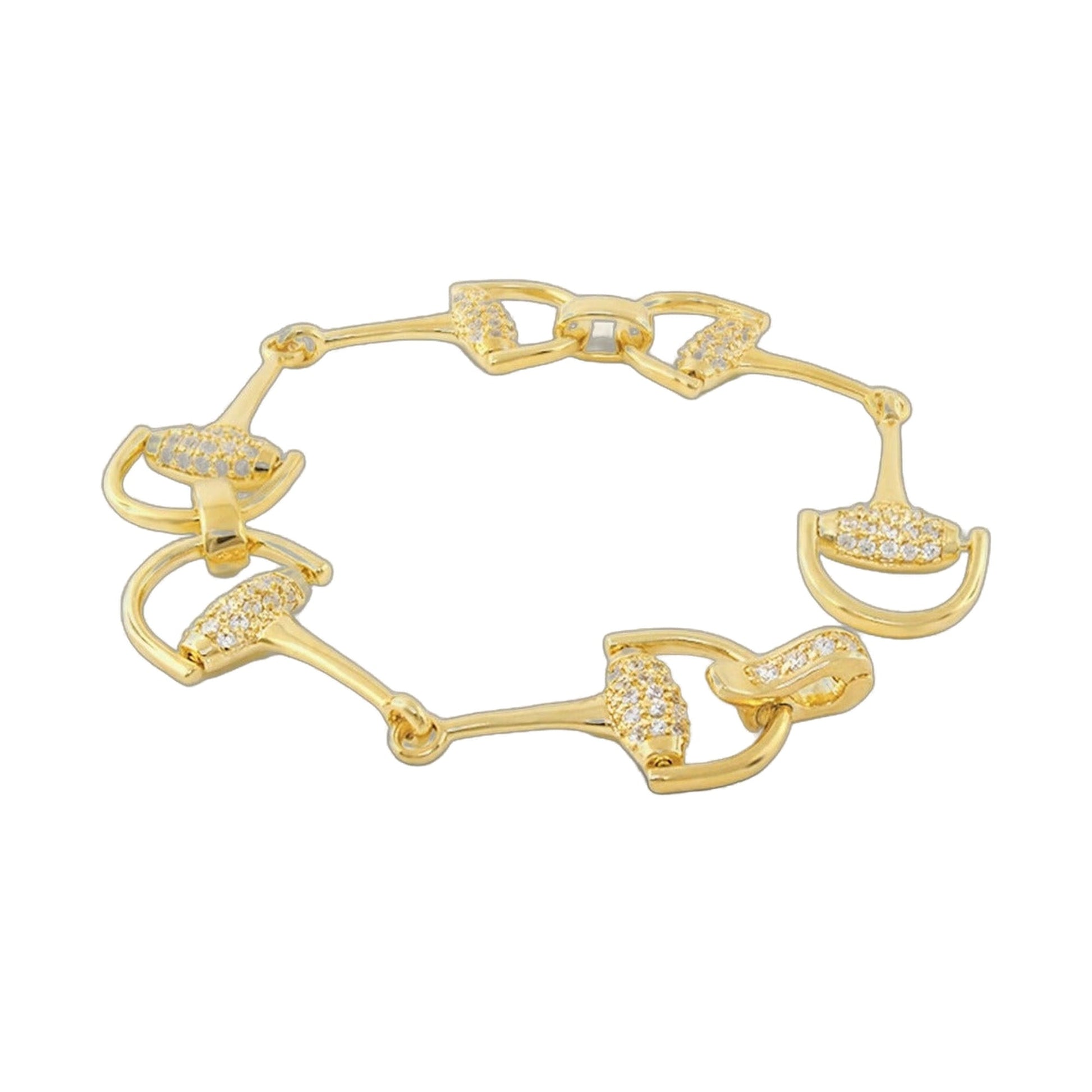 Equestrian Stirrup Bracelet by Lauren G Adams, pavé bar-link, gold on Tampa Home & Garden Store
