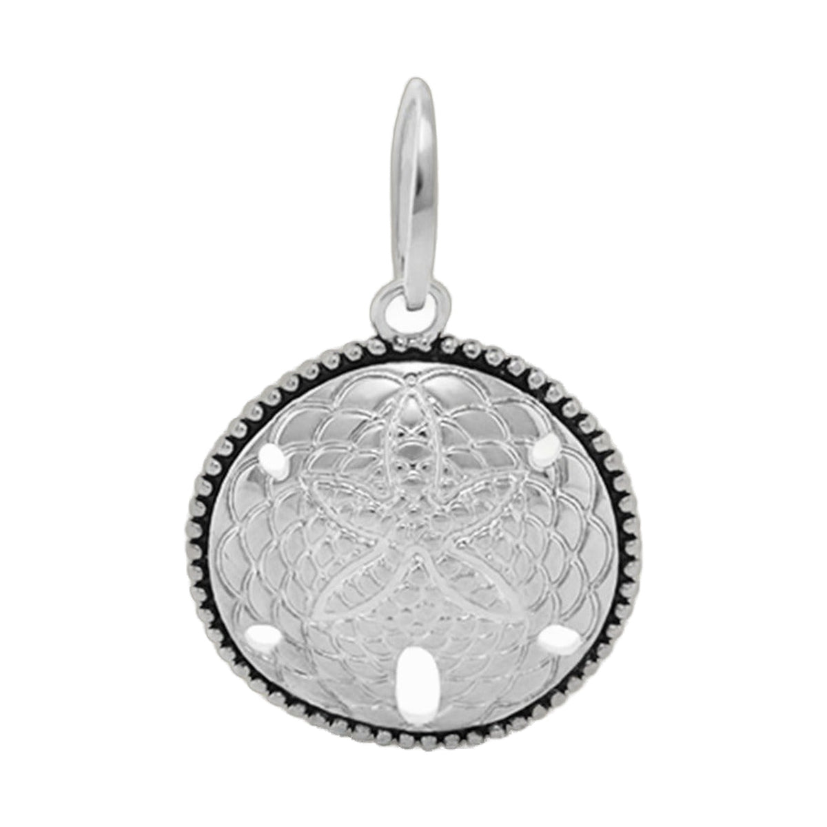 Eau Sand Dollar Pendant, silver-tone charm with beaded edge, Lauren G Adams, Charms & Pendants on Tampa Home & Garden Store