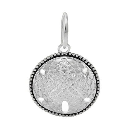 Eau Sand Dollar Pendant, silver-tone charm with beaded edge, Lauren G Adams, Charms & Pendants on Tampa Home & Garden Store