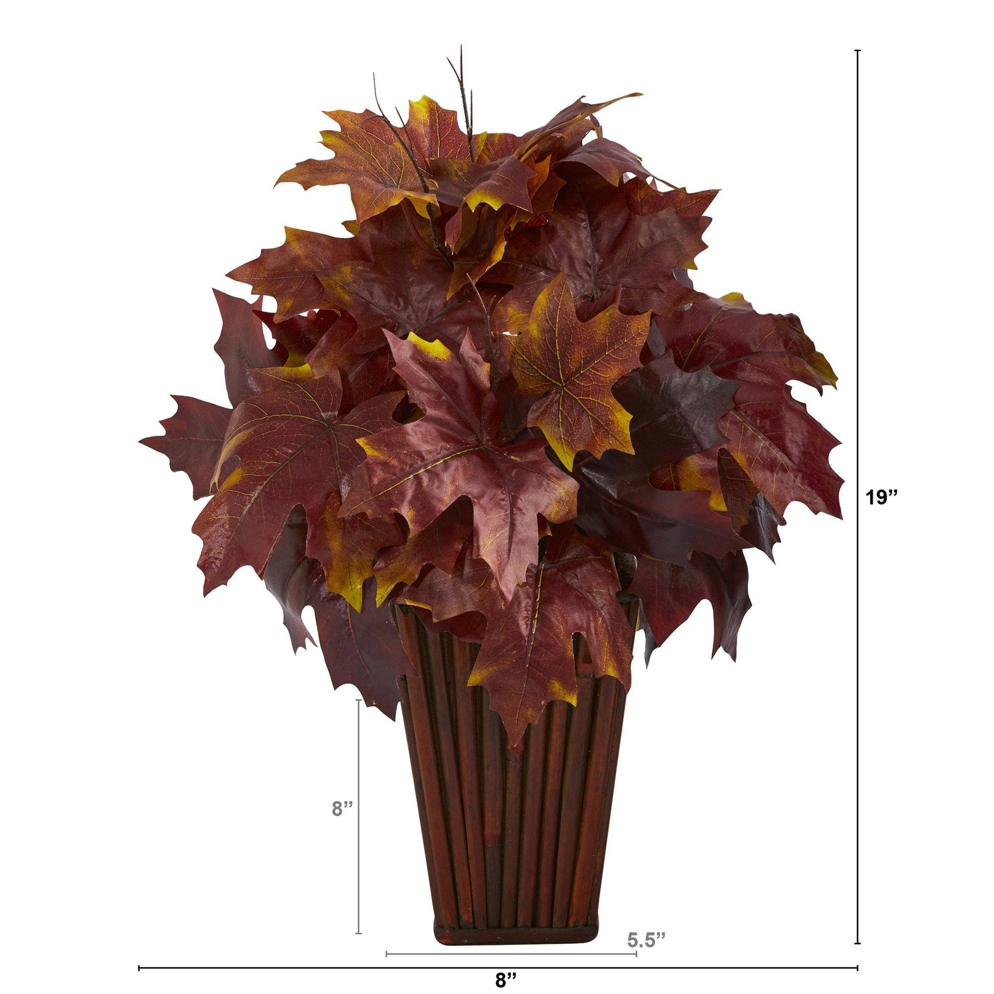 19” Autumn Maple Leaf Artificial Plant in Decorative Planter - Tampa Home & Garden Store