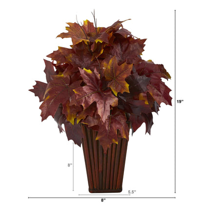 19” Autumn Maple Leaf Artificial Plant in Decorative Planter - Tampa Home & Garden Store