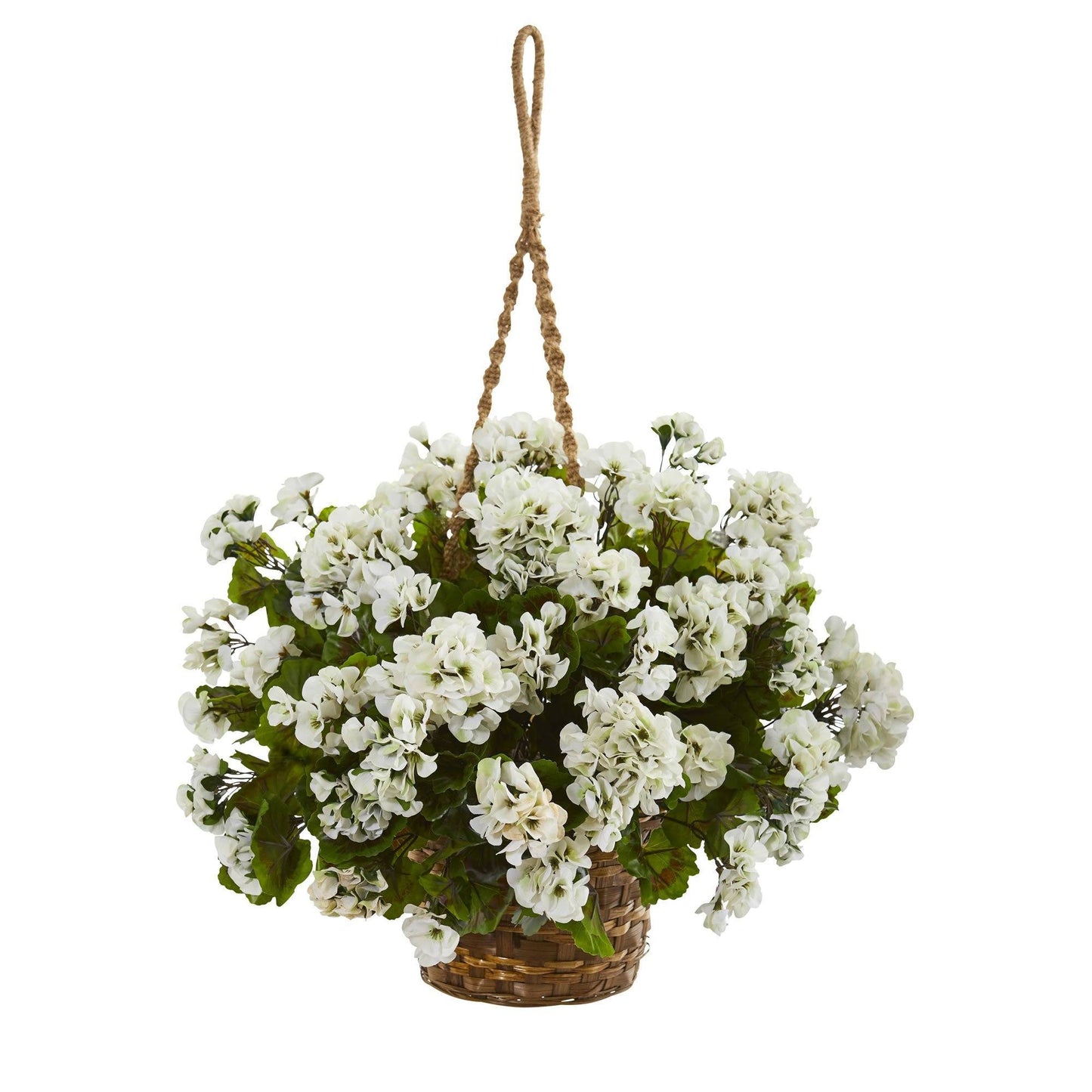 19” Geranium Hanging Basket Artificial Plant UV Resistant (Indoor/Outdoor) - Tampa Home & Garden Store