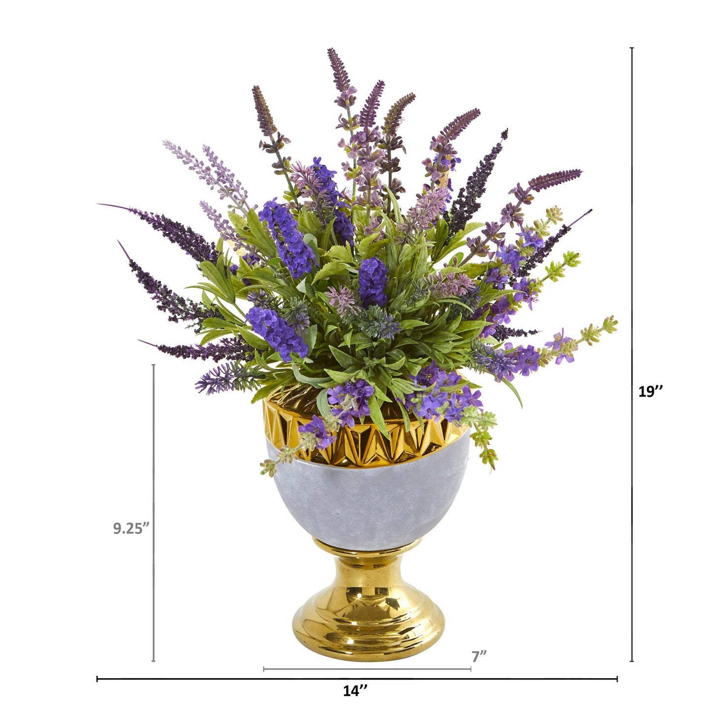 19” Lavender Artificial Arrangement in Decorative Urn - Tampa Home & Garden Store