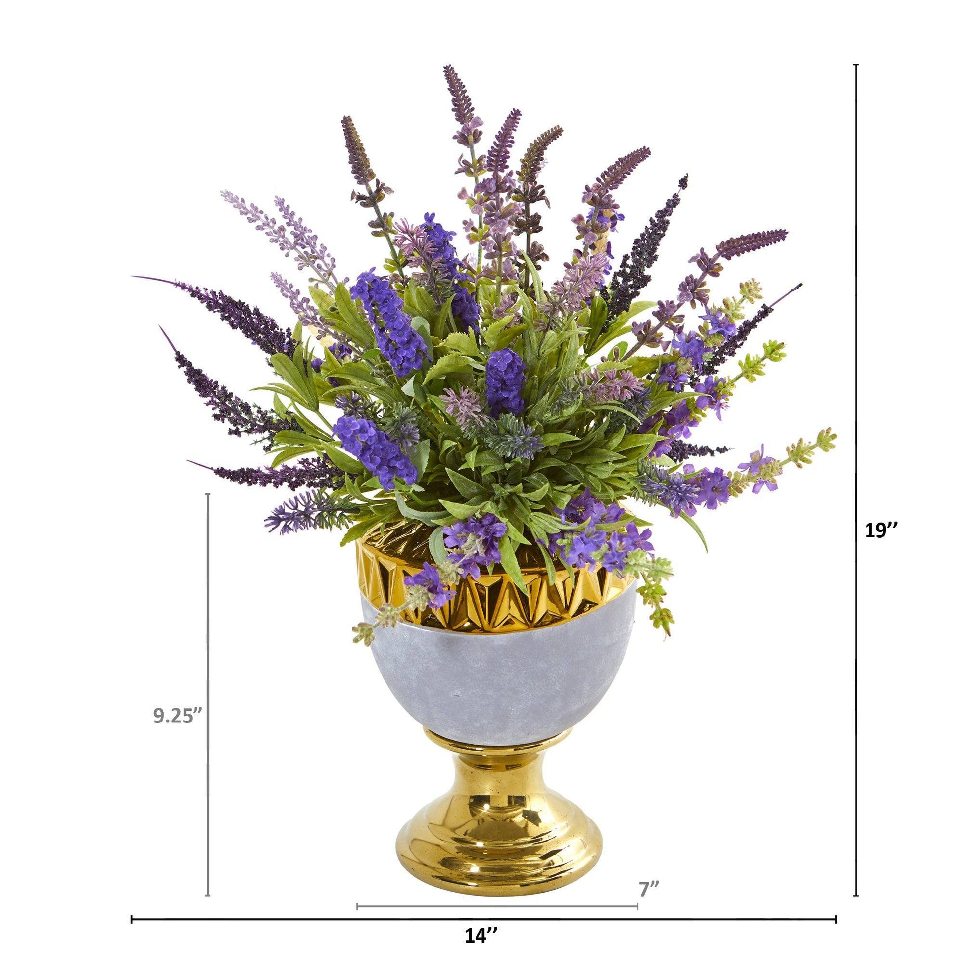19” Lavender Artificial Arrangement in Decorative Urn - Tampa Home & Garden Store