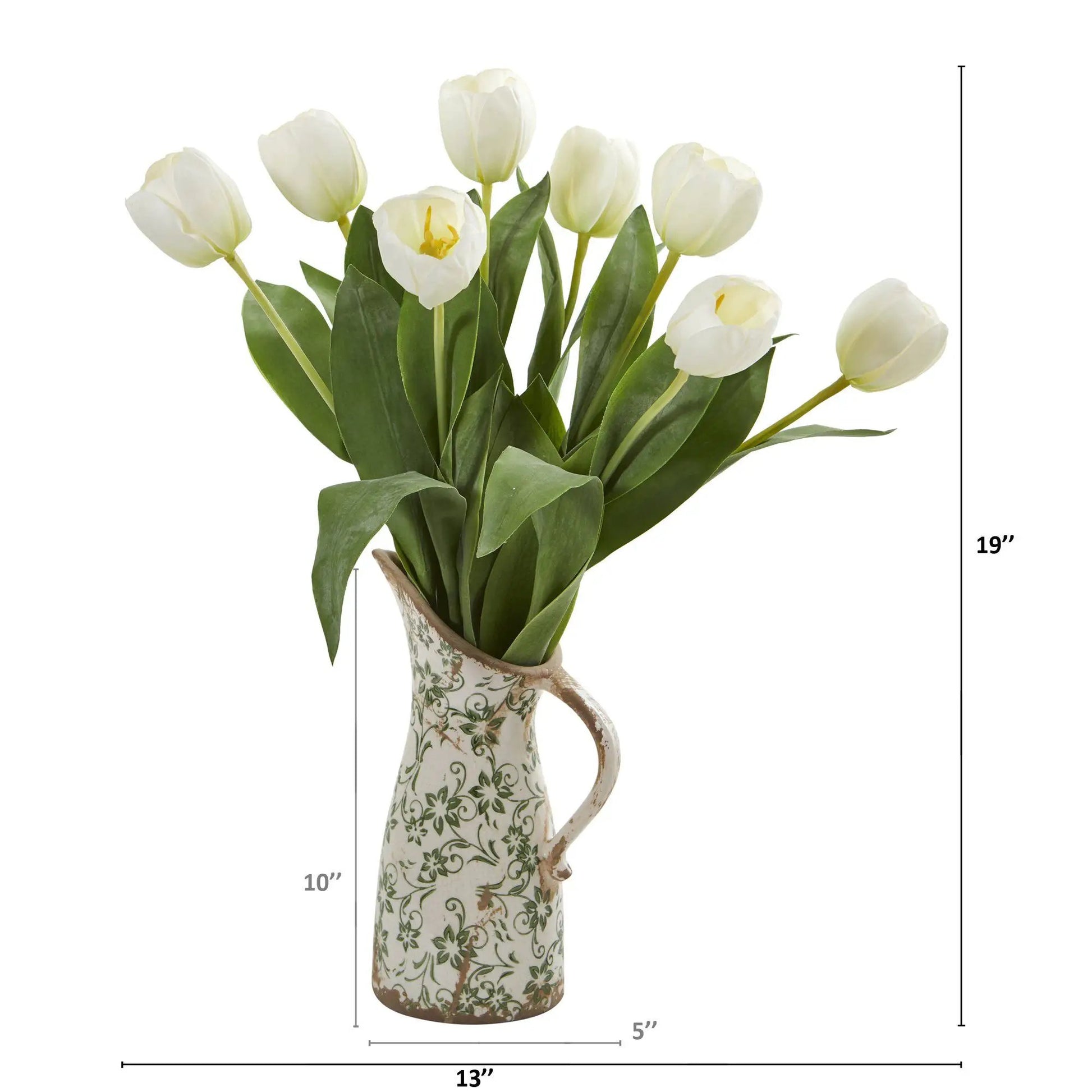 19” Tulip Artificial Arrangement in Floral Pitcher - Tampa Home & Garden Store