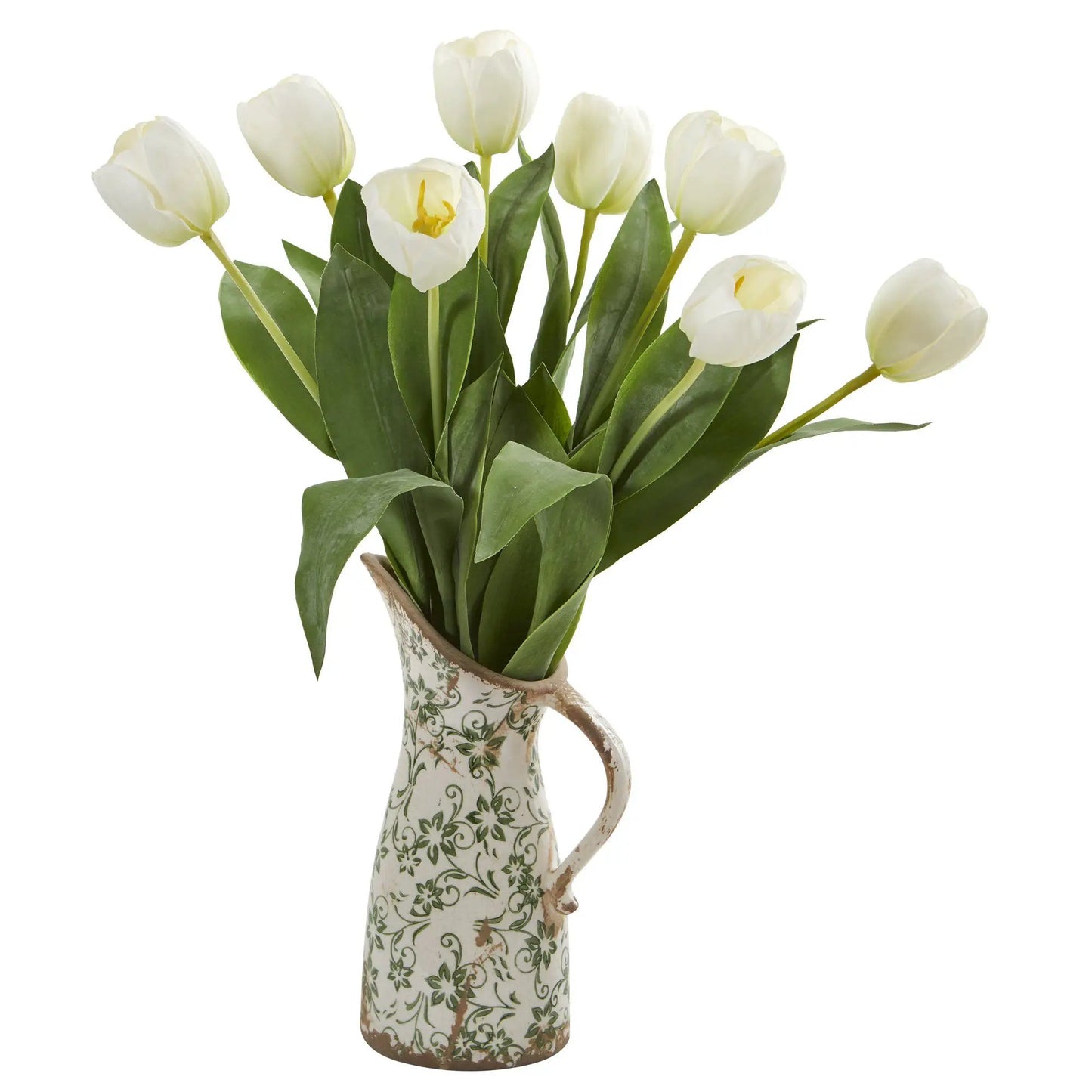 19” Tulip Artificial Arrangement in Floral Pitcher - Tampa Home & Garden Store