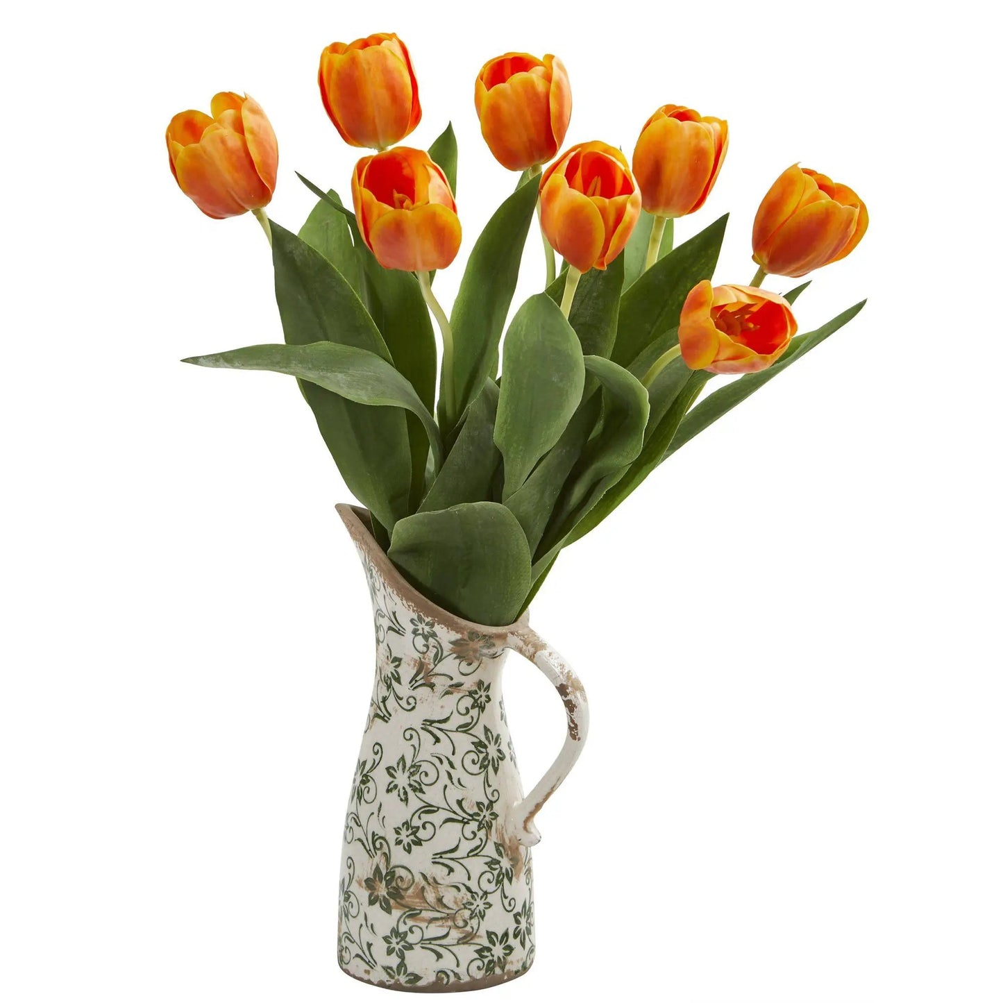 19” Tulip Artificial Arrangement in Floral Pitcher - Tampa Home & Garden Store