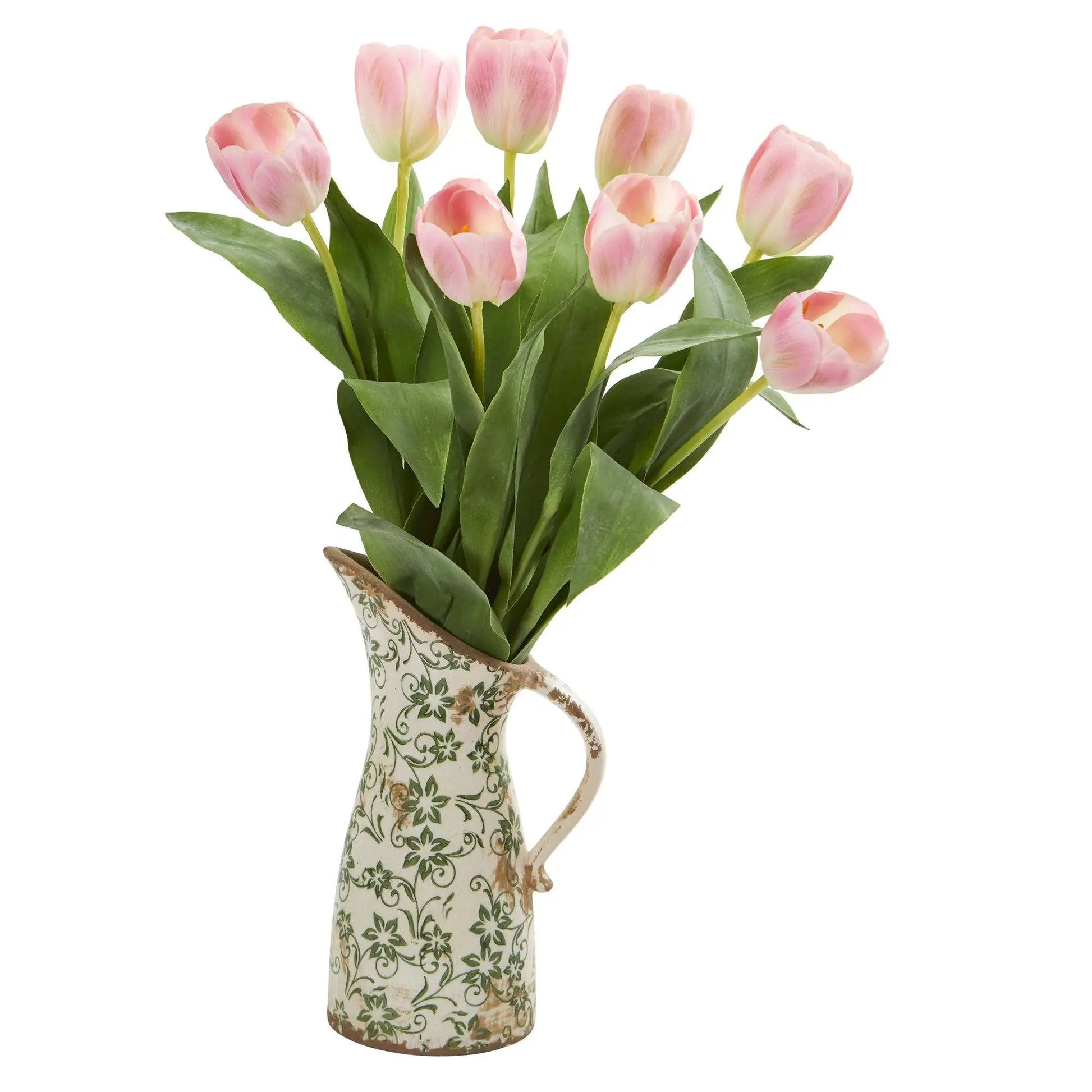 19” Tulip Artificial Arrangement in Floral Pitcher - Tampa Home & Garden Store